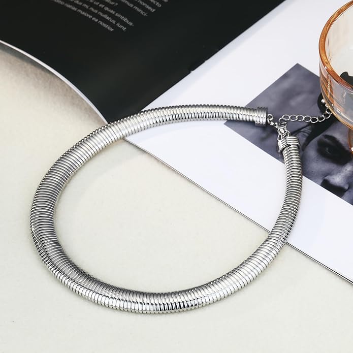 Chunky Gold Choker Necklace for Women, 14K Gold Plated Snake Chain Statement Necklace Triple Twsited Layered Choker Necklaces Jewelry Gifts