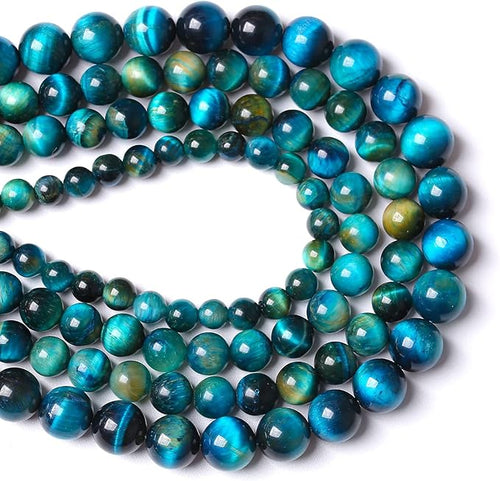 10mm 38pcs Natural Blue Tiger Eye Stone Beads Round Loose Beads for Jewelry Making DIY Bracelet Necklace Accessories 15"
