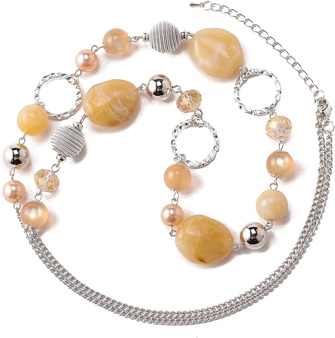PEARL&CLUB Long Beaded Necklaces For Women - Sweater Chain Fashion Jewelry Necklace Gifts For Women