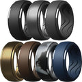 Egnaro Men's Silicone Rings 10mm Wide 2.5mm Thick, Rubber Wedding Bands with Inner Arc Ergonomic Breathable Design, 1/4/5/7 Variety Multipack