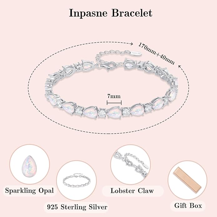 Birthstone Tennis Bracelet for Women 925 Sterling Silver Pear Shaped Gemstone Jewelry Gifts for Her