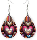 Teardrop Wood Earrings Light Weight Printed Image Dangle Jewelry, Fun and Funky