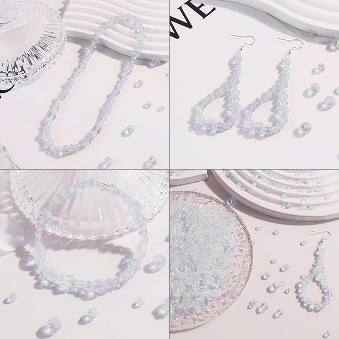 LAIDANLA 800PCS Glass Beads AB Color Crystal Beads Assorted Crystal Beads with Container Box for DIY Necklace Bracelet Earring Jewelry Making