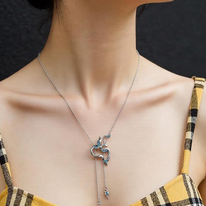 Snake Butterfly Necklace for Women Y2k Irregular Round Bead Pendant Women's Jewelry