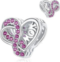 VOROCO 925 Sterling Silver mom Charm for Bracelets Necklaces pendant Charms,Infinity Love Heart Charms for Mother Birthday Christmas day Jewelry Gifts