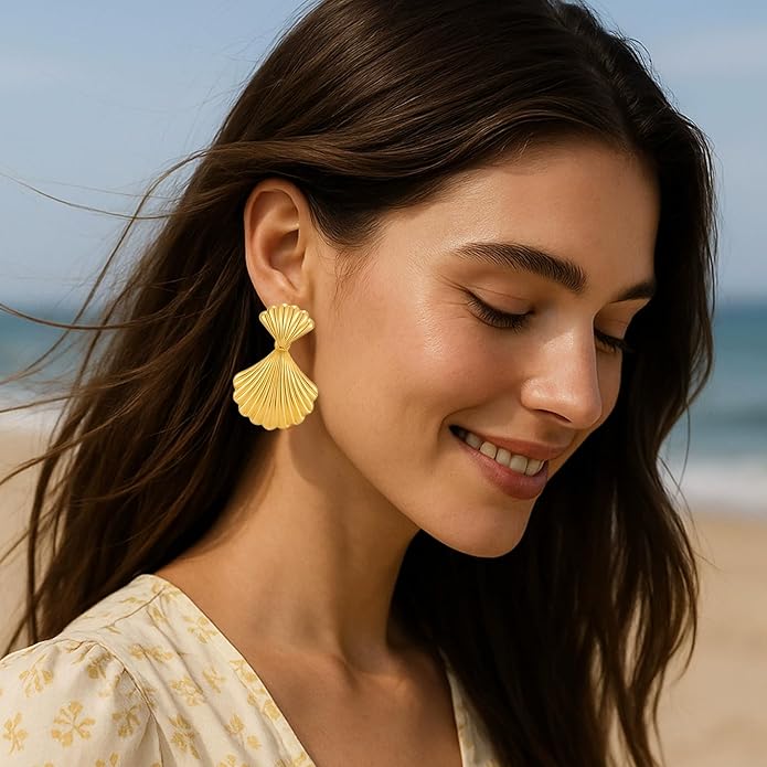 Gold/Silver Shell Dangle Earrings for Women Seashell Drop Dangle Earrings Ocean Beach Earrings Summer Jewelry