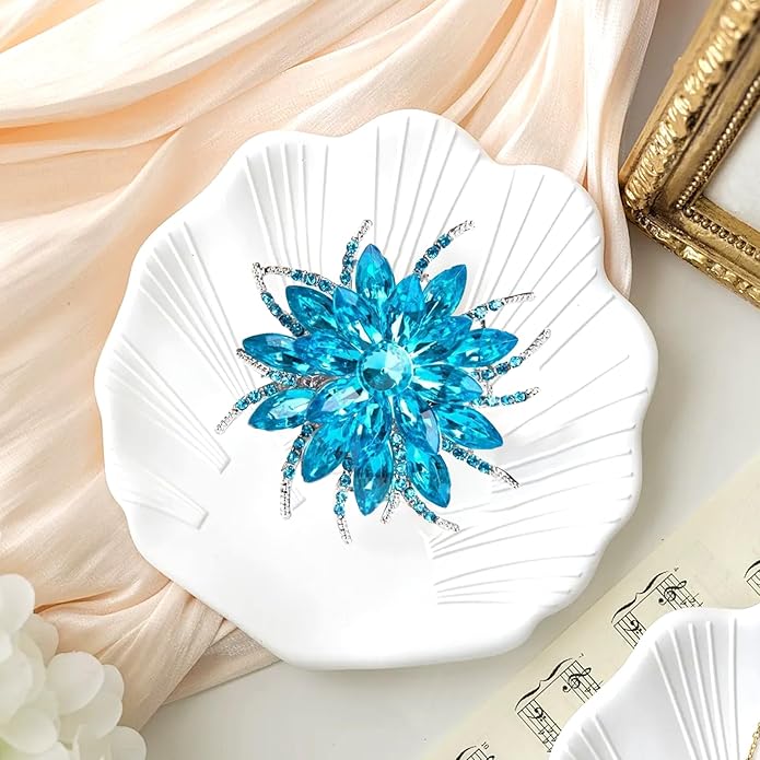 Wanheart Sunflower Brooch Pin Rhinestone Crystal Flower Jewelry Vintage Elegant Brooch for Women Dress Hat Bag Accessories