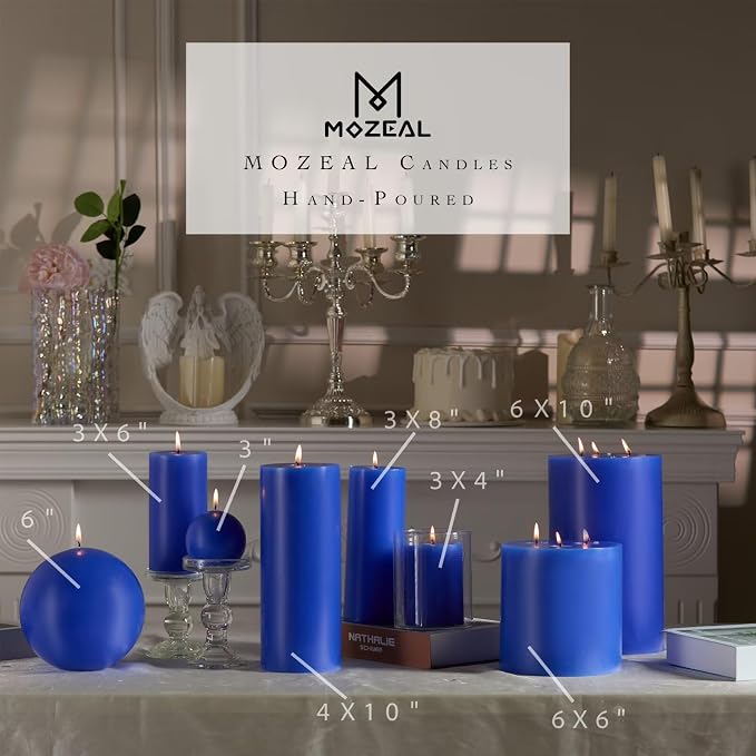MOZEAL 3" x 4" Hand-Poured Unscented Candle, Dripless Pillar Candle Set of 3 - Image 3
