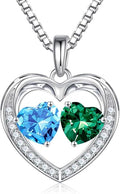 Iefil Valentines Day Gifts for Her - 925 Sterling Silver Heart Birthstone Necklace, Anniversary Birthday Gifts for Women Wife Girlfriend Mom Her