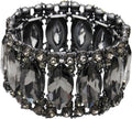 Women’s Elegant Wedding Bridal Crystal Double Row Marquise-Shape Leaf Stretch Bangle Bracelet Bride Jewelry for Women