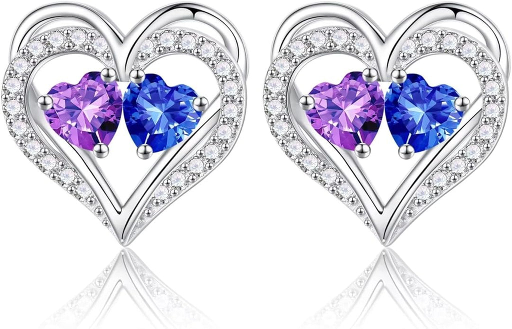 Iefil Valentines Day Gifts for Her - 925 Sterling Silver Birthstone Earrings, Anniversary Birthday Gifts for Women Wife Girlfriend Mom