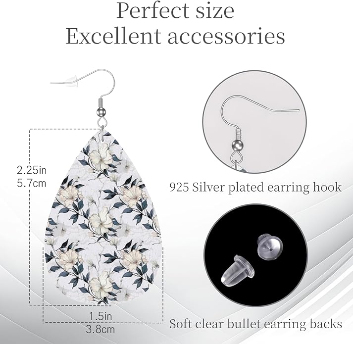 Teardrop Style Leather Earrings Outer Layer Silver Plating Hypoallergenic, Fashion Accessories Suitble Casual Outfits Parties Daily Wear for Sister Mom Wife Friends