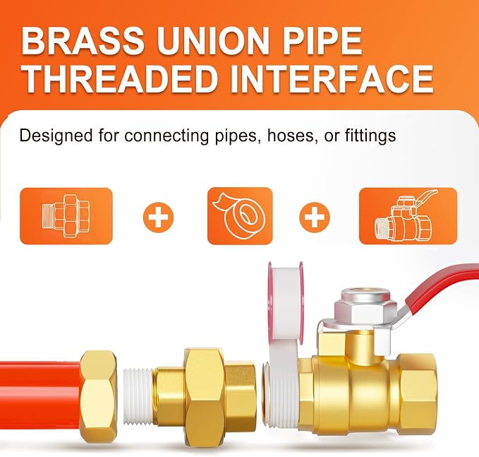 GASHER 5PCS 1/2"NPT Brass Union Pipe Fitting | 1/2 Inch Male x 1/2 Inch Female - Image 8