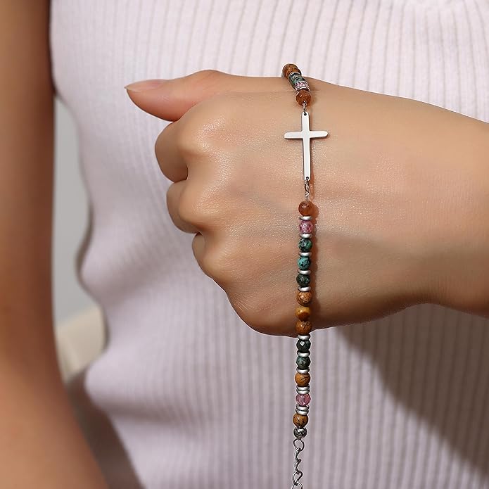 TONY & SANDY Christian Cross Bracelet for Women, Valentine's Day Gifts for Her, Confirmation Baptism Easter Gifts, Unique Gift for Friends Daughter Mom Sister in Christ Birthday Christmas