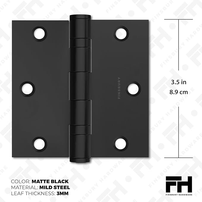 Door Hinge Ball Bearing 3.5 x 3.5 Inches Solid 304 Steel Durable Heavy Duty - Image 2