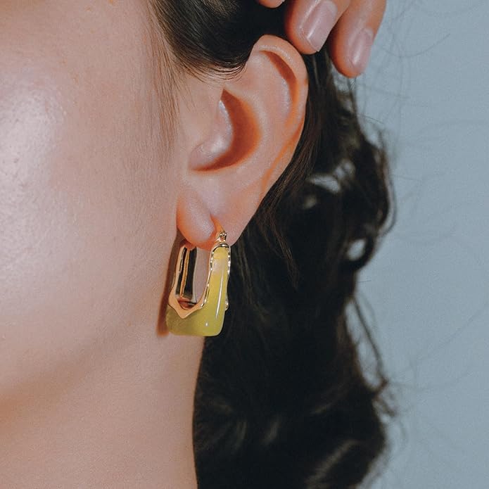 Acrylic Hoop Earrings Chunky Huggie Statement Vintage Earrings Cute Resin Drop Earring Trendy Jewelry Gifts for Women