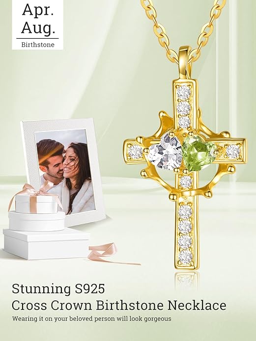 Valentine's Day Gifts for Wife 925 Sterling Silver Double Birthstone Pendant Necklaces I Love You for Always and Forever Necklace Anniversary Birthday Gifts for Wife Girlfriend Mom Her