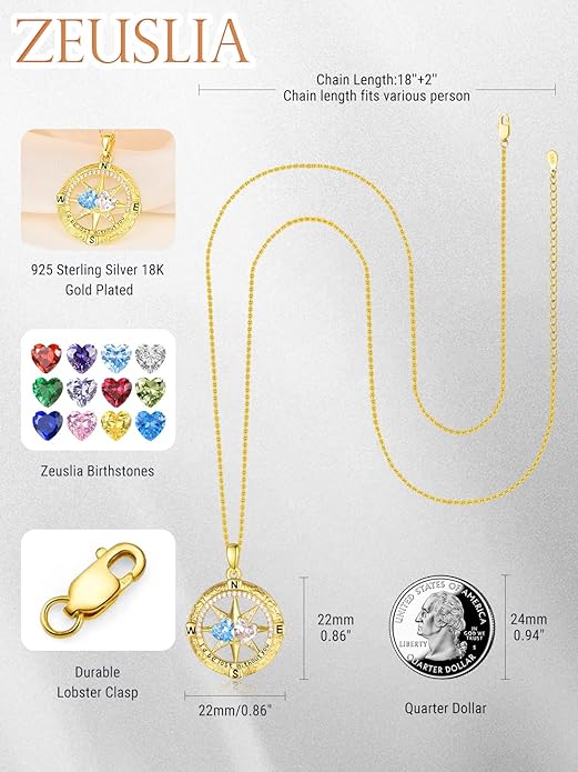 Valentine's Day Gifts for Wife 925 Sterling Silver Double Birthstone Pendant Necklaces I Love You for Always and Forever Necklace Anniversary Birthday Gifts for Wife Girlfriend Mom Her