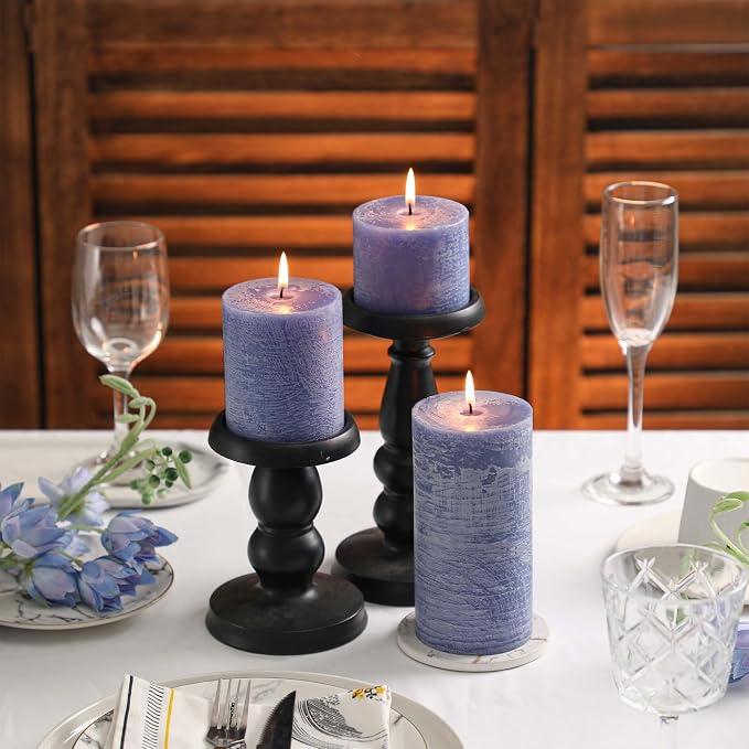 3x4 Inch Blue Pillar Candles Set of 3 - Image 5