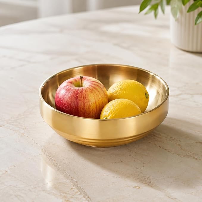 7.4 Inch Decorative Gold Bowl, Entryway Key Bowl Countertop Fruit Display | - Image 4