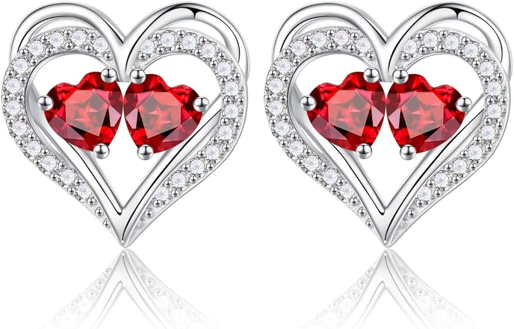 Iefil Valentines Day Gifts for Her - 925 Sterling Silver Birthstone Earrings, Anniversary Birthday Gifts for Women Wife Girlfriend Mom