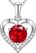 Heart Moissanite Birthstone Necklaces Anniversary/Birthday/Best Friend/Girlfriend/Wife Gifts for Her 925 Sterling Silver Pendant Necklace for Women