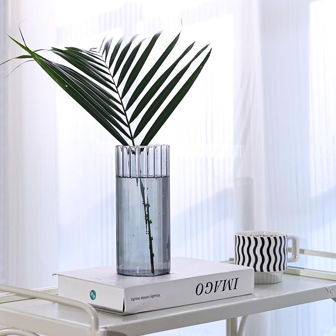 ComSaf Glass Cylinder Vase 8 Inch Tall, Hurricane Floating Candle Holder - Image 9