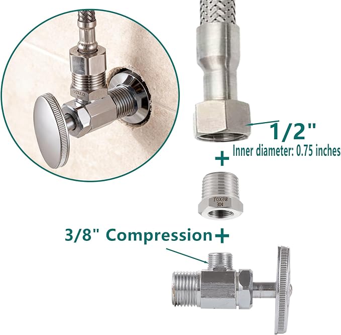 1/2 NPT Male to 3/8 Compression Female Thread Bushing Pipe Fitting（Lead-Free） - Image 3