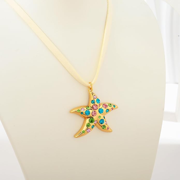 WOWORAMA Gold Necklace for Women Boho Spiral Conch Shell Necklace Starfish Necklace Vintage Ocean Sea Shell Choker Pendant Necklace Adjustable Summer Beach Jewelry