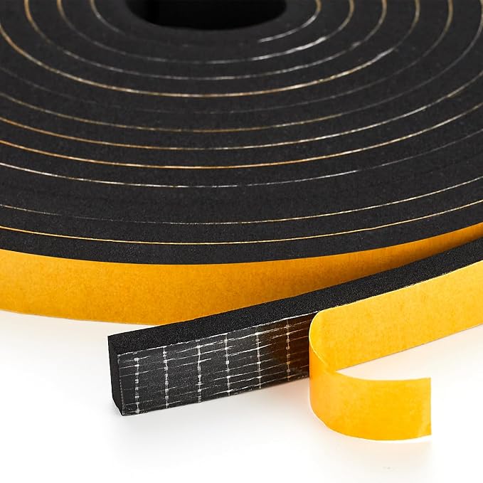 Ravinte Weather Stripping Door Seal, 1/2 x 1/16 Adhesive Foam Tape, 33 FT | by Ravinte