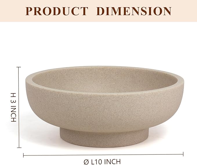 Decorative Resin Bowl, Large Fruit Bowl, Artificial Stone Beige | Perfect - Image 2