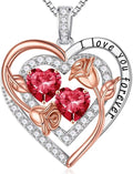 Iefil Valentines Day Gifts for Her - Sterling Silver Birthstone Necklace Anniversary Birthday Gifts for Her Wife Mom Daughter