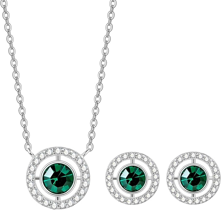 COBI Jewelry Set for Women, 18K Gold & Rhodium Plated CZ Necklace & Earrings, Clover Halo Infinity Solitaire Feather Designs, Dainty Crystal Pendant Sets, Trendy Fashion Gifts for Her