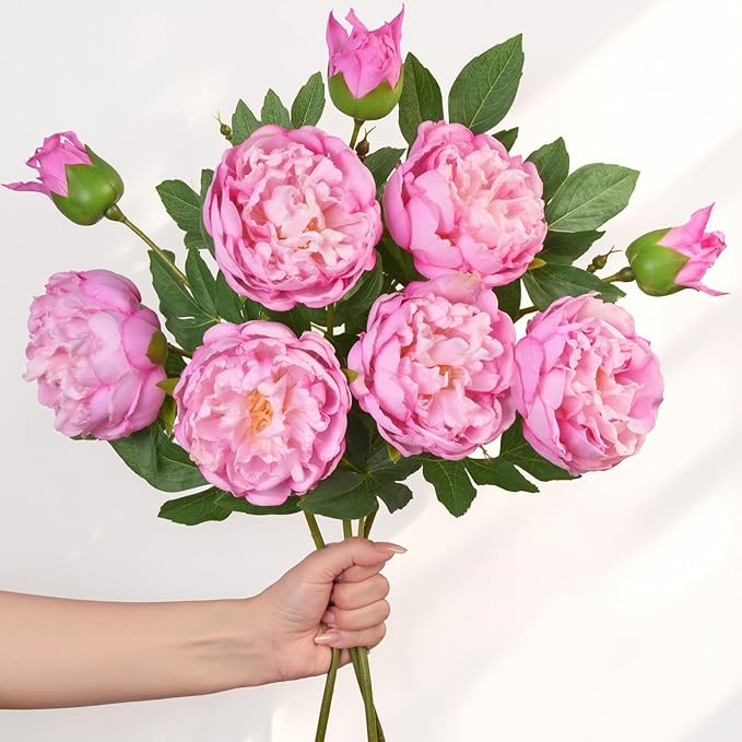 3PCS 22in Peonies Artificial Flowers, Real Touch Latex Fake Peonies | Lifelike by MARTINEMALL