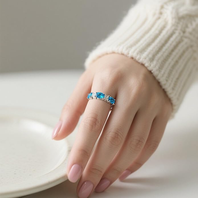 925 Sterling Silver Birthstone Rings for Women - Adjustable Size Women Jewelry Birthday Gifts for Girlfriend,Wife,Mom