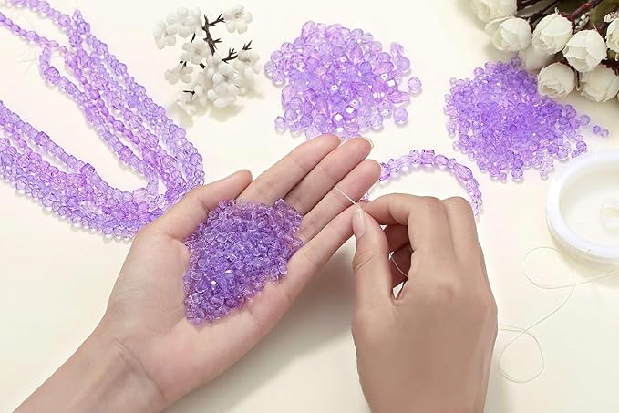 LAIDANLA 800PCS Glass Beads Purple Color Crystal Beads Assorted Crystal Beads with Container Box for DIY Necklace Bracelet Earring Jewelry Making