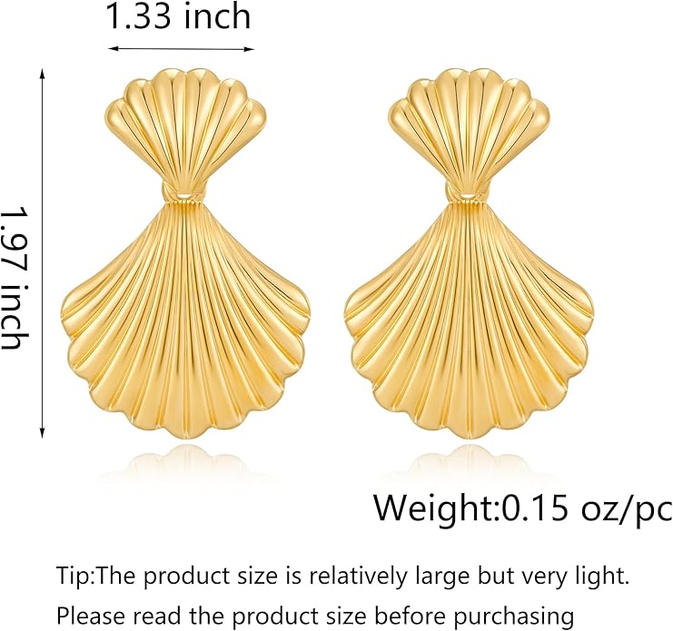 Gold/Silver Shell Dangle Earrings for Women Seashell Drop Dangle Earrings Ocean Beach Earrings Summer Jewelry