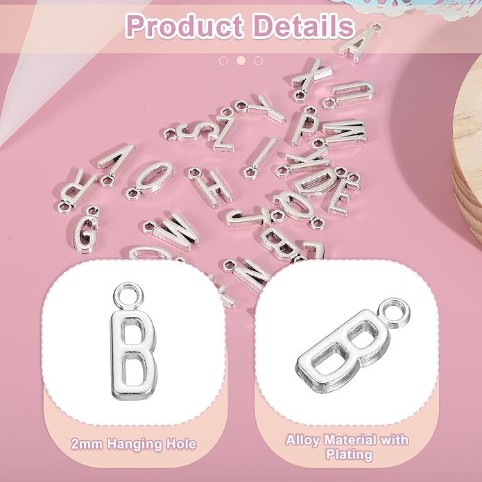 uxcell Letter Charm, Alloy Letter Initial Alphabet Charm for DIY Crafts Jewelry Making Bracelet Earrings Necklace