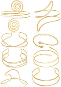 8PCS Upper Arm Cuff Bracelets for Women Gold Silver Arm Band Cuff Bangle Bracelet Adjustable Minimalist Coil Armband Armlet Set