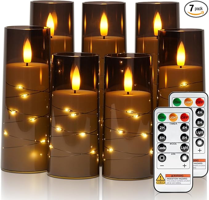 Raycare 7 Pack Flameless Battery Operated Pillar Candles by Raycare