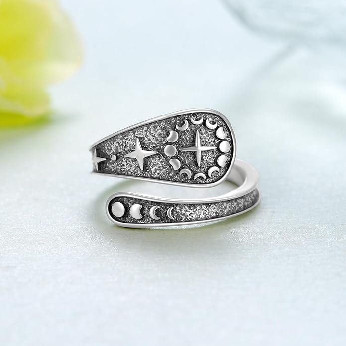 Thumb Rings for Women 925 Sterling Silver Adjustable Spoon Ring Vintage Thumb Jewelry Gifts for Women