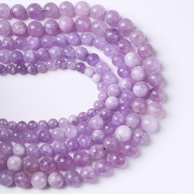 4mm 90pcs Natural Lavender Amethyst Beads Round Loose Gemstone Crystal Energy Healing Power Stone Beads for Jewelry Making DIY Bracelet 15 Inch (Lavender Amethyst, 4mm)
