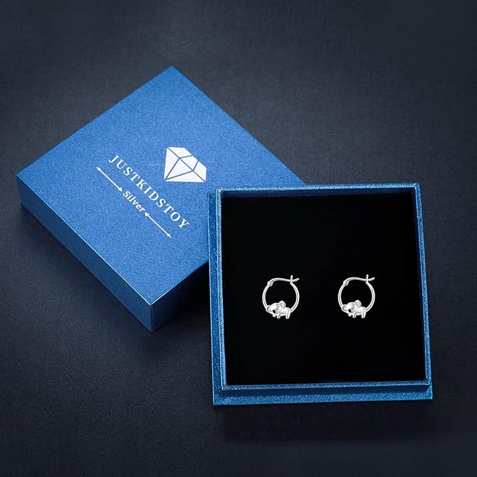JUSTKIDSTOY Hypoallergenic Panda/Unicorn/Hummingbird/Dolphin Hoop Earrings for Women 925 Sterling Silver Animal Huggie Hoop Earrings Jewelry Gifts for Sensitive Ears