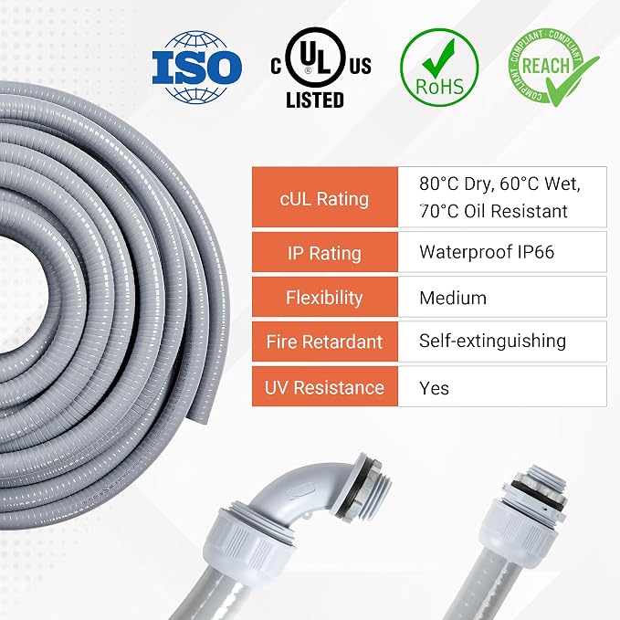Liquid-Tight Conduit 3/4 50ft w/UL Certification | Flexible Electrical Conduit - Image 4