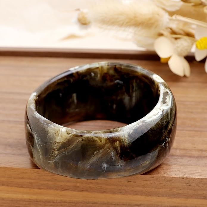Chunky Resin Wide Bangle Bracelets for Women, Trendy Statement Minimalist Acrylic Bracelet Prom Holiday Jewelry Gift