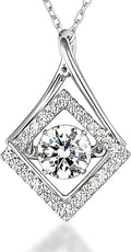 ARINZA Moissanite Necklace for Women, 1 Ct 925 Sterling Silver Dancing Diamond Pendant, 18+2 Inch Chain, Valentine’s Day Christmas Gift for Her, Wife, Mom, Anniversary, Birthday