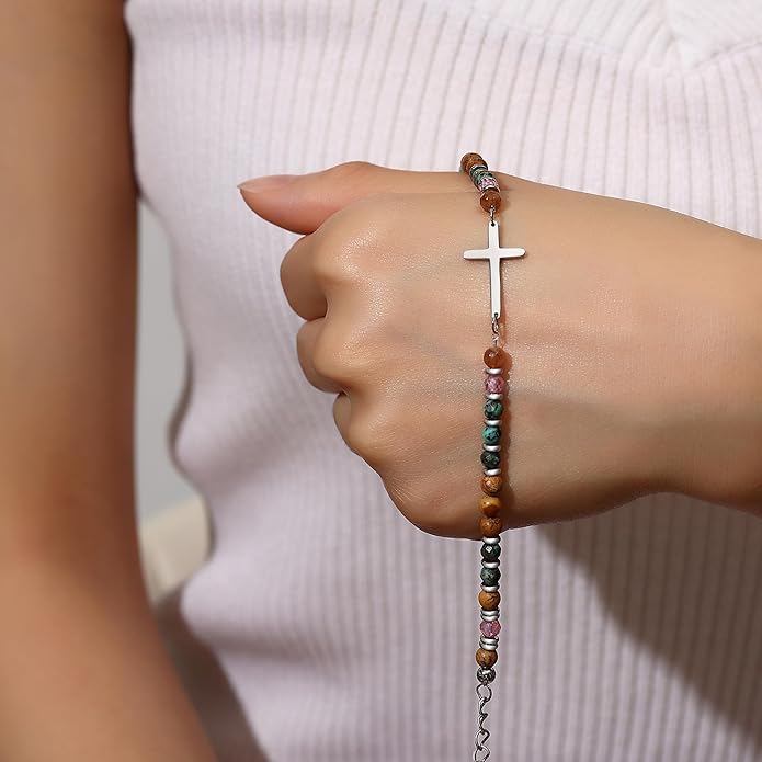 TONY & SANDY Christian Cross Bracelet for Women, Valentine's Day Gifts for Her, Confirmation Baptism Easter Gifts, Unique Gift for Friends Daughter Mom Sister in Christ Birthday Christmas