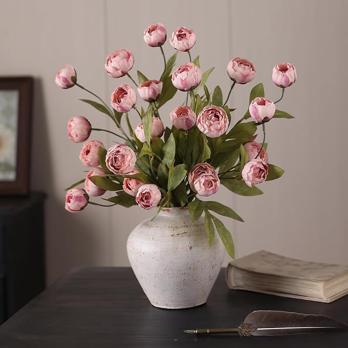 6 Pcs 27" Faux Silk Peony Artificial Flowers Stems - Image 4