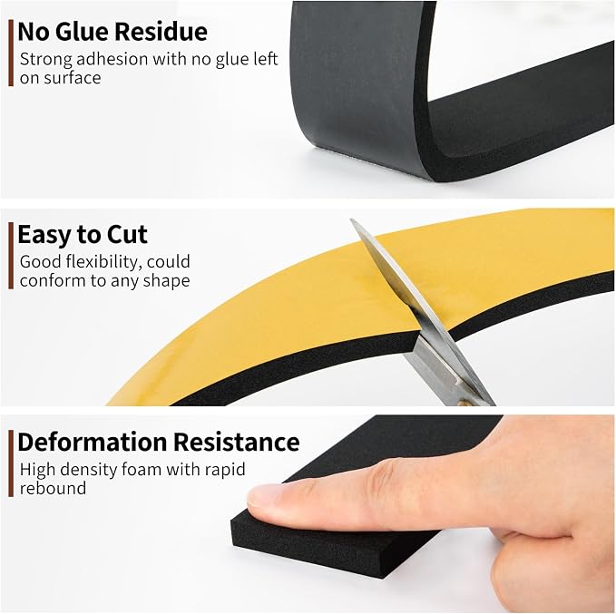 Yotache Self Sticking Foam Insulation Tape 2" W X 3/8" T, 6.5 Ft | New Adhesive - Image 6