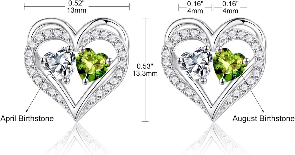 Iefil Valentines Day Gifts for Her - 925 Sterling Silver Birthstone Earrings, Anniversary Birthday Gifts for Women Wife Girlfriend Mom